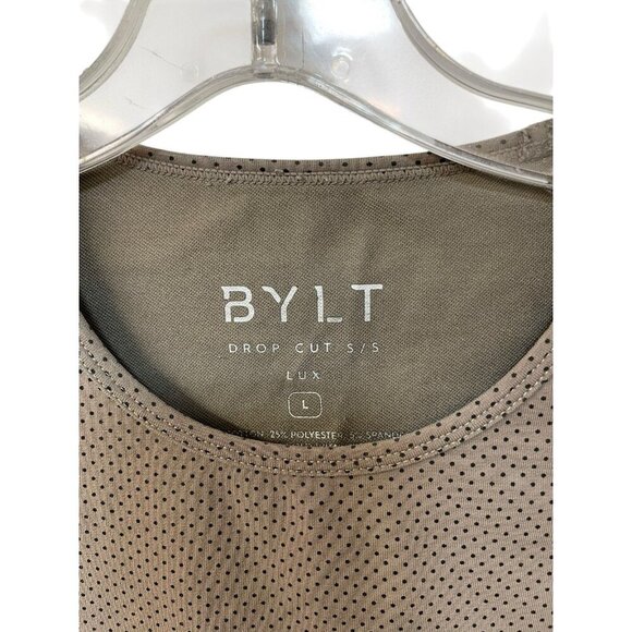 BYLT Dotted Drop Cut Tee Short Sleeves Size Large Men’s Mocha Brown Black - Picture 2 of 5